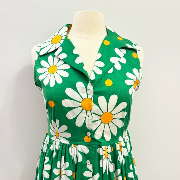Modcloth Banned Apparel green daisy button up dress size Medium - Picture 4 of 9